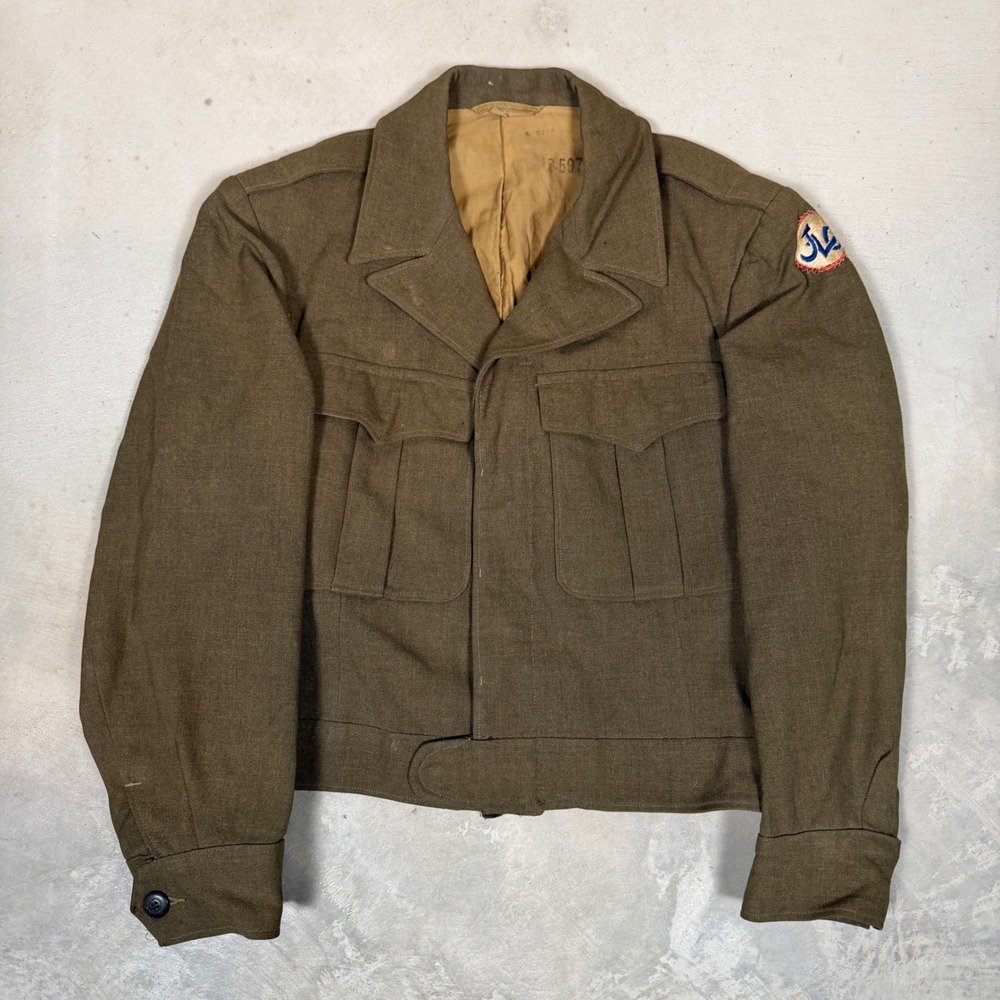 Vintage WWII 1944 US Army Ike Jacket Wool Field Coat 38R Olive Drab M JLC Patch